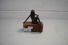 SMALL ART DECO STYLE BRONZED METAL FIGURINE SET ON A MARBLE PLINTH BASE, MARKED TO THE UNDERSIDE '