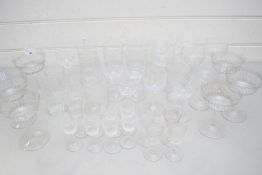 COLLECTION OF VARIOUS 20TH CENTURY DRINKING GLASSES TO INCLUDE EDWARDIAN CHAMPAGNE BOWLS, SMALL