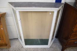 LATE 19TH/EARLY 20TH CENTURY WHITE PAINTED WALL MOUNTED DISPLAY CABINET WITH SINGLE DOOR, 103CM