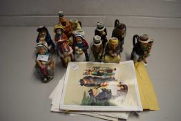 COLLECTION OF WOODS & SONS CHARACTER JUGS MODELLED BY PETER JACKSON INCLUDING FAGIN, MRS GAMP,