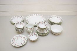 LATE 19TH/EARLY 20TH CENTURY PART TEA SET DECORATED WITH GARLAND AND ROSES