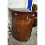 GEORGIAN MAHOGANY BOW FRONT TWO-DOOR CORNER CABINET, 110CM HIGH