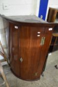 GEORGIAN MAHOGANY BOW FRONT TWO-DOOR CORNER CABINET, 110CM HIGH