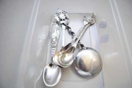 VARIOUS NORWEGIAN AND OTHER WHITE METAL COLLECTORS SPOONS