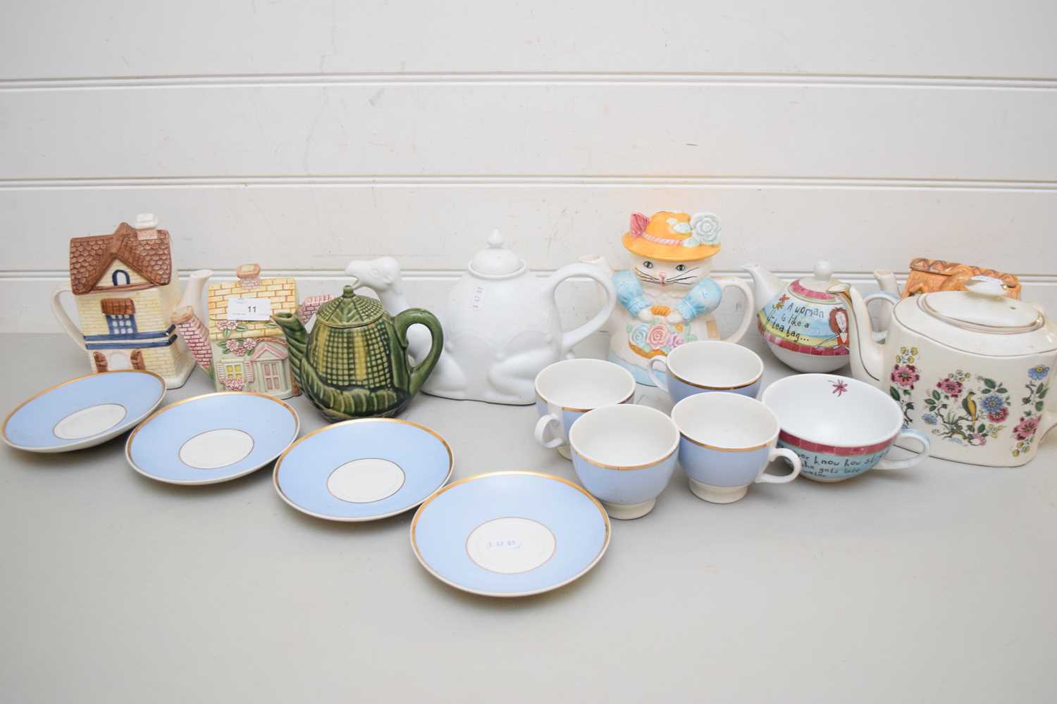 COLLECTION OF MIXED NOVELTY TEA POTS AND FURTHER TEA WARES