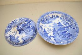 COPELAND GARRETT FELSPAR PORCELAIN COVERED SERVING DISH WITH WILLOW PATTERN TYPE DESIGN