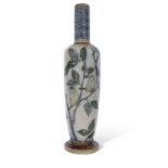 Martin Bros stoneware vase of cylindrical form with narrow neck, the vase decorated with birds,