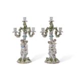 An impressive pair of candelabra by Helena Wolfson, the candelabra with three branches decorated