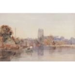 Thomas Lound (British, 1802-1861), Beccles from the River Waveney, Watercolour. 11x16.5ins