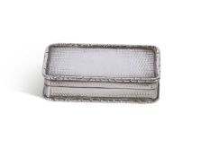 Regency period silver snuff box of rectangular shape with rounded corners, applied beaded edges