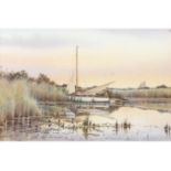 Colin Burns (British, b. 1944), Summer Moorings, Watercolour, signed. 8.5x12.5ins