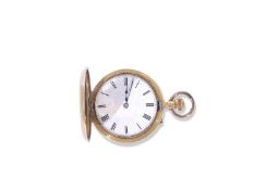 Ladies last quarter of 19th/first quarter of 20th century 18c gold half hunter fob watch with button