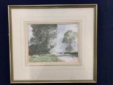 Stanley Orchant (British,1920-2005), 'Norfolk Lane' watercolour, signed, 8x9 ins, framed and