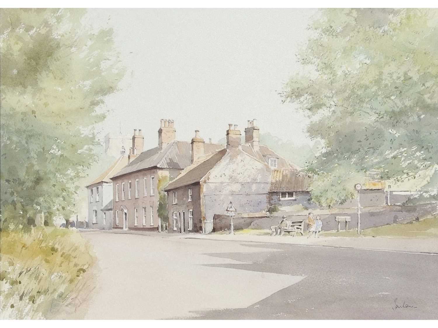 Jeremy Barlow (British, 1945-2020) A Village High Street. , Watercolour, signed. 14.5x20.5ins