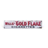 Will's Gold Flake cigarette sign on white enamel, 183cm wide