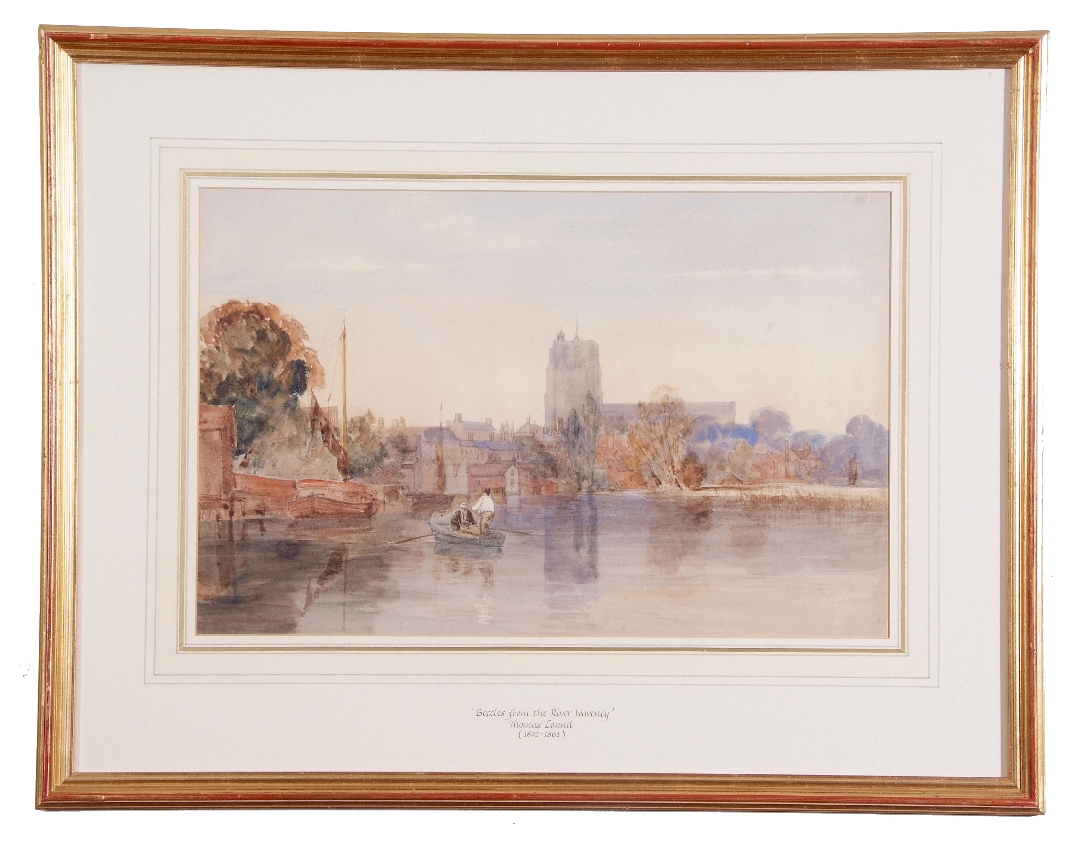 Thomas Lound (British, 1802-1861), Beccles from the River Waveney, Watercolour. 11x16.5ins - Image 2 of 2