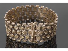 14K stamped large brick link bracelet, a design of textured and curved bar links, 20cm long, g/w