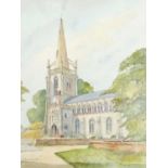 Jack Goddard (British 1906-1984), Woolpit Chruch, Suffolk, Watercolour, signed. 14x11ins