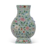 Chinese porcelain millefleur vase of lobed form, finely decorated with scrolling foliage with two