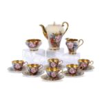 L Bailey for Aynsley, a coffee set comprising six cups and saucers, coffee pot, sugar bowl and