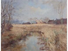 Geoffrey Burrows (British Contemporary), A Gleam of Light – Crostwick Common , Oil on board, signed,