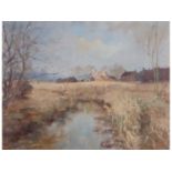 Geoffrey Burrows (British Contemporary), A Gleam of Light – Crostwick Common , Oil on board, signed,