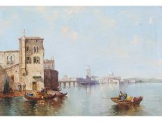 Arthur Joseph Meadows (British, 1843-1907), A view of Venice from the lagoon , Oil on canvas,