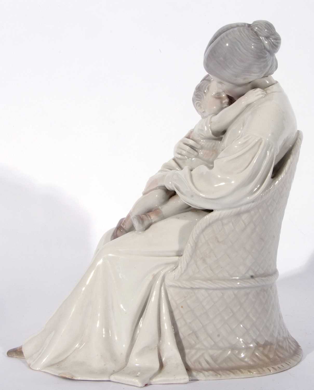 Large Royal Copenhagen model of a lady seated in a chair with small child in her lap, the base - Image 3 of 6