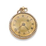 Last quarter of 19th century Ladies unmarked gold cased fob watch with blued steel hands to a gold