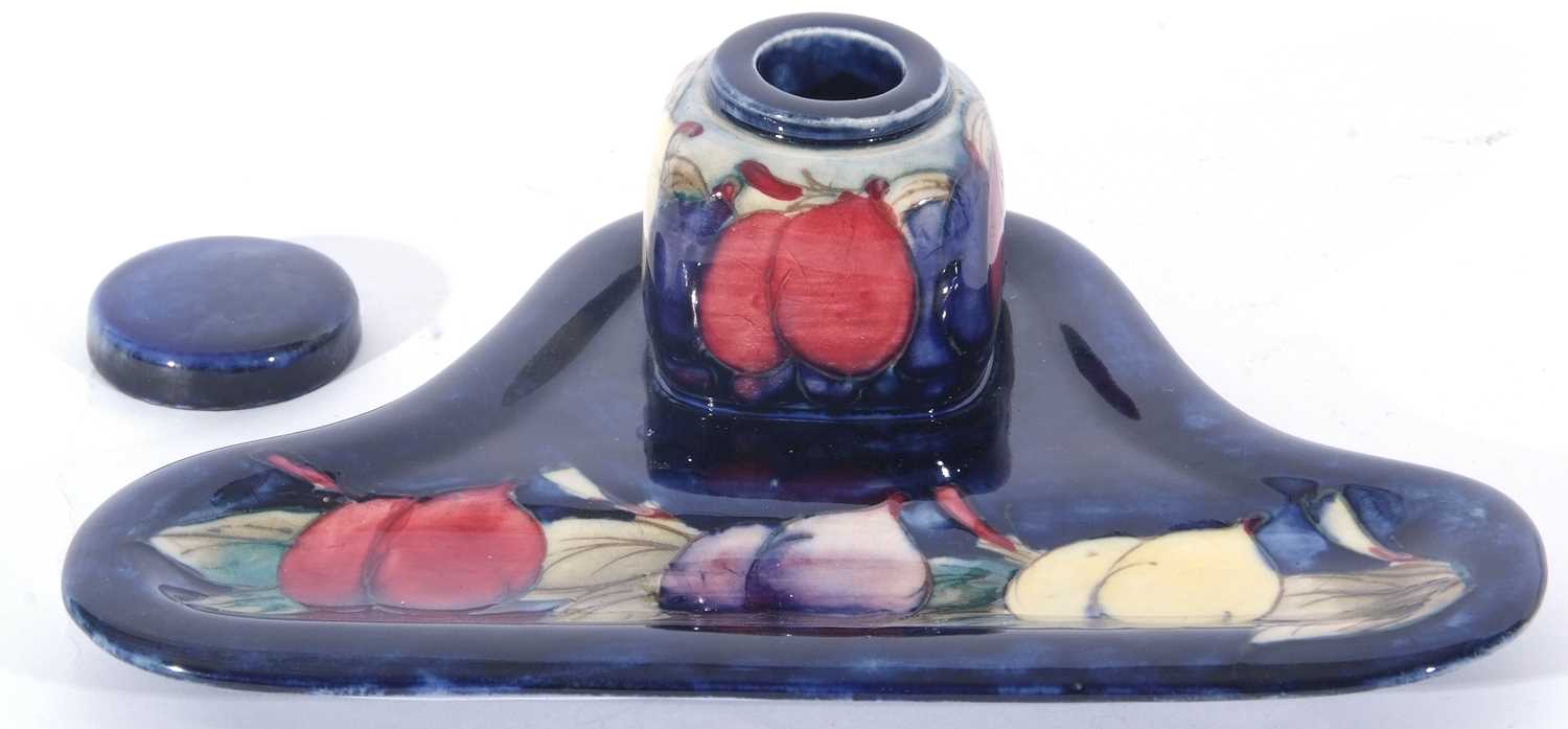 Mid-20th century Moorcroft pottery inkwell with the Wisteria pattern, stamp and signature to base, - Image 7 of 8