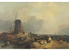 Clarkson Frederick Stanfield RA RBA (1793-1867), Draining Mill, Oil on canvas, signed. 29x39ins