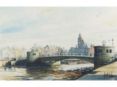 Keith Tucker (British, Contemporary), Haven Bridge, Great Yarmouth, Watercolour, signed. 17x27.5ins