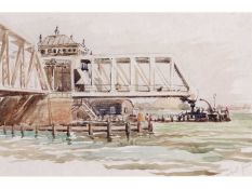 William Sid Reed (British, 1902-1969), Breydon Swing Bridge , Watercolour, signed. 8.5x12.5ins