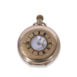 Second quarter of 20th century hallmarked 9ct gold cased half hunter pocket watch with button