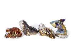 Quantity of Royal Crown Derby paperweights, gold stoppers, including Guppy, (272/2500), further