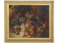 Horace Mann Livens (British, 1862-1936), Still Life with fruit , Oil on canvas, signed. 19x24ins