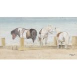 John Hunt (British 20th Century), Hunstanton Beach ponies, and a further example, Pencil,