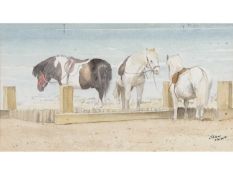 John Hunt (British 20th Century), Hunstanton Beach ponies, and a further example, Pencil,