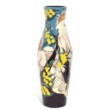 Large Moorcroft trial vase decorated with tube lined decoration of cockatoos amongst foliage, the