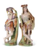 Rare pair of late 19th century Continental porcelain figures of Hercules and Diana, modelled in