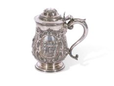 Of military/shooting interest - Victorian Elkington & Co silver plated lidded tankard of circular