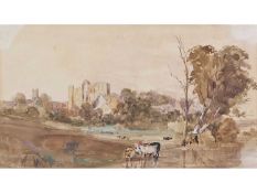 Thomas Lund (British, 1802-1861), Castle Acre Priory, Watercolour. 6.5x11ins