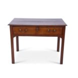 George III oak side table, the boarded top with moulded detail over a base with single drawer fitted