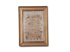 19th century needlework sampler decorated with a long text and letters surrounded by stylised