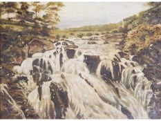 Sir John Arnesby Brown, RA, (British, 866-1955) Swallow Fall, Betws-y-Coed, Wales , Oil on canvas,