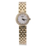 Ladies first quarter of 21st century Longines hallmarked 18ct gold dress watch with gold hands to