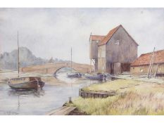 Arthur Thompson (British Contemporary), Wroxham Bridge, Norfolk., Watercolour, signed, 1975.