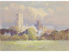 E. Matthews (British Contemporary), Ely Cathedral , Pastel on board, signed. 12x16ins