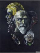 John Holmes (British 1907-1983), The Ruling Heads, Pastel on card, signed. 17x12.5ins