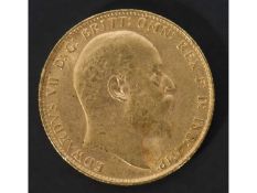 Edward VII gold sovereign dated 1906